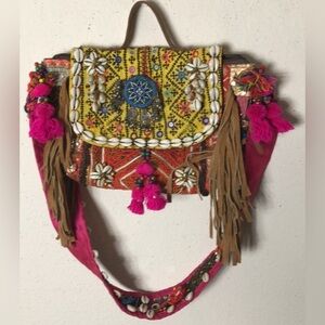 Afrgan Handmade Embroidered Mirror- one of a kind-beaded, shells, coins …